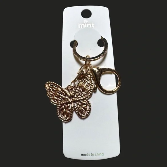 Pink Rhinestone Butterfly Keychain - Picture 3 of 3